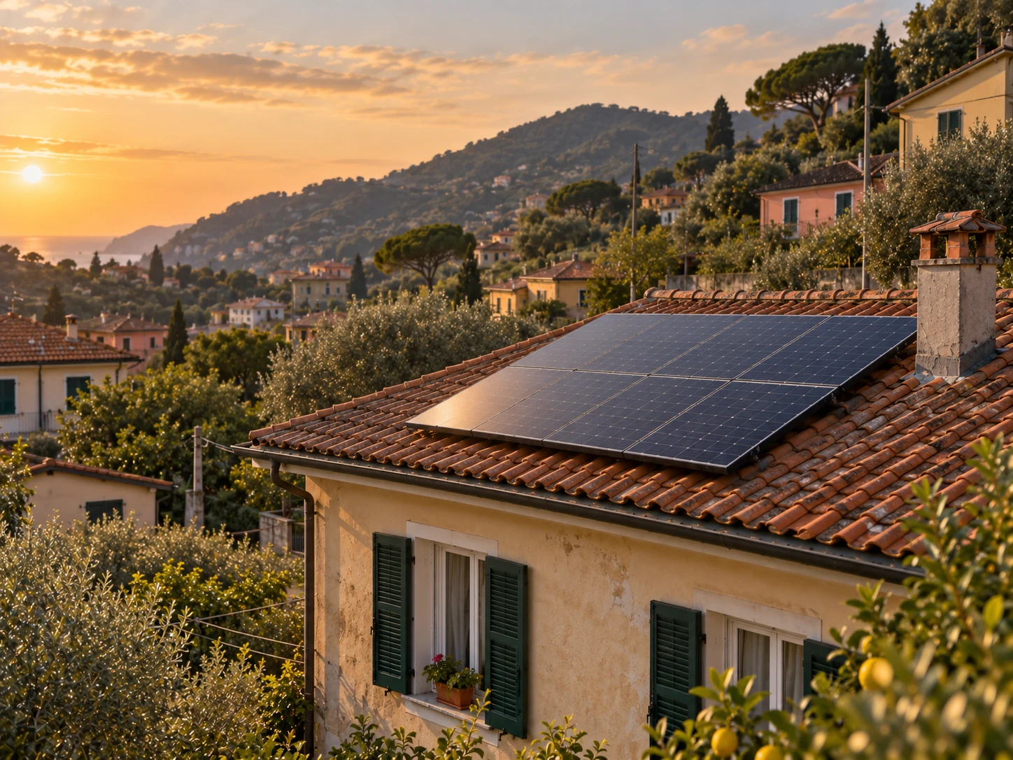 Tetto ligure con impianto fotovoltaico